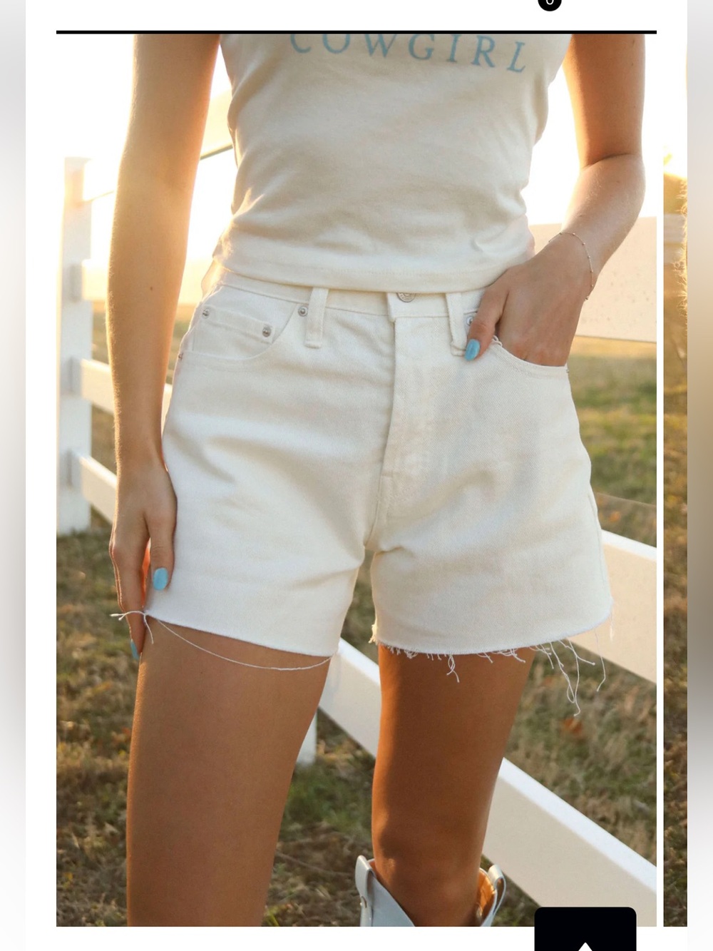 Z Supply Cream off white High-Rise hi-rise Everyday Denim cut off Shorts 28 NEW